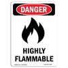 Signmission Safety Sign, OSHA Danger, 24" Height, Aluminum, Highly Flammable, Portrait OS-DS-A-1824-V-1354